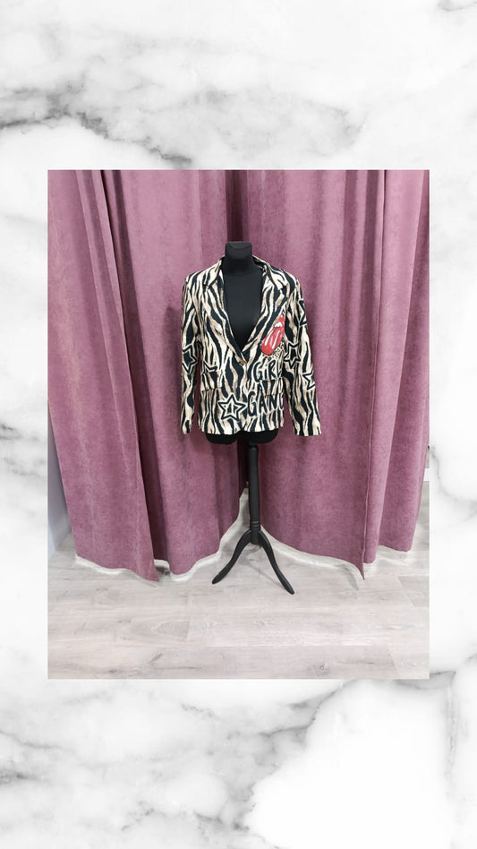 Chaqueta americana animal Zebra-print en maniquí negro Americana CANADÁ cebra